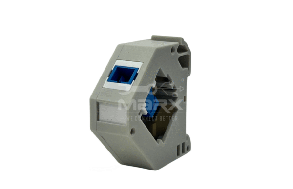 Din Rail Mount Box 35mm With Short Wing SC Coupler - Single  Mode - Simplex - Blue