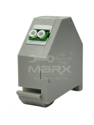 1-11-1.png Din Rail Mount Box 35mm With Short Wing LC/APC Coupler - Single Mode - Duplex - Green