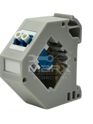 1-6-1-1.png Din Rail Mount Box 35mm With Short Wing LC Coupler - Single Mode - Duplex - Blue