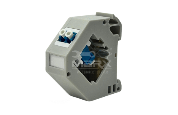 1-6-1-1.png Din Rail Mount Box 35mm With Short Wing LC Coupler - Single Mode - Duplex - Blue