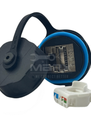 Marx - Made Of Nylon PA66 - M23 Water Proof Tube - Built In - RJ45 Cat - 6A Keystone Jack - Blue Ring - Only For Panel Wall Mount Use
