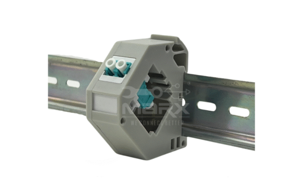 3-3-1-1.png Marx Din Rail Mount Box 35mm With Short Wing SC Coupler - OM3 Mode - Simplex - Aqua Blue