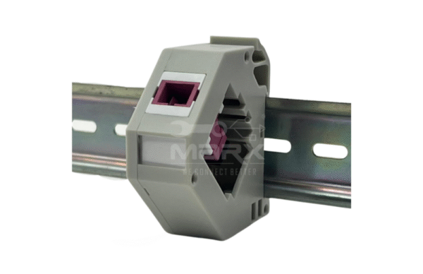 Din Rail Mount Box 35mm With Short Wing SC Coupler - OM4  Mode - Simplex - Purple