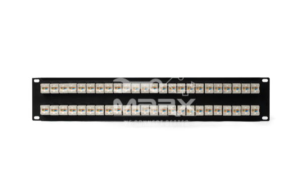 ME-C5EL-48P-2U-2.png 2U - 48Port Cat - 5e loaded Patch Panel - 180°