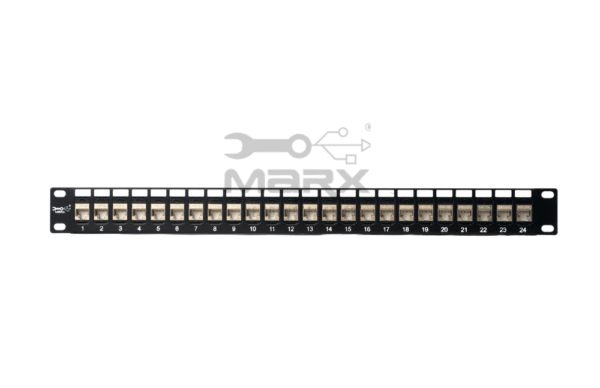 ME-C6ALS-24P-3.png 24Port Cat - 7 - STP Loaded Patch Panel - 180°