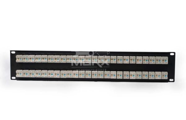 ME-C6L-48P-2U-1-1.jpg 2U - 48Port Cat - 6 loaded Patch Panel - 180°