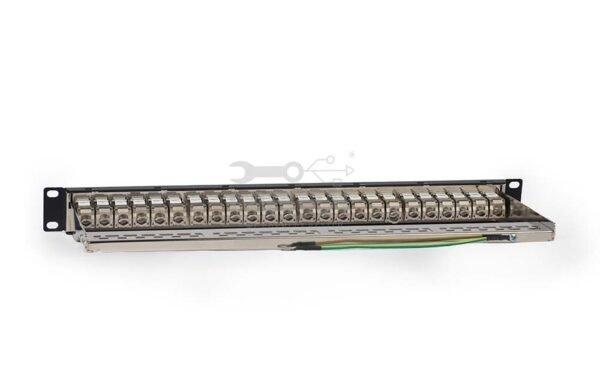 ME-C7LF-24PCM-1-1.jpg 24Port Cat - 7 - STP Loaded Patch Panel - 180° with Cable Manager