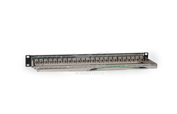 ME-C8LS-24PCM-1-1.jpg 24Port Cat - 8 - STP Loaded Patch Panel - 180° with Cable Manager