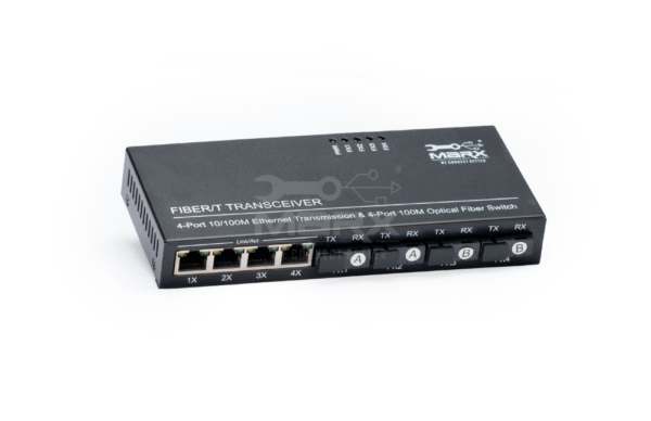 MF-MC-4F_4E-1.png 100Mbps - 4*SC + 4*RJ45 - SM single fiber - 25KM