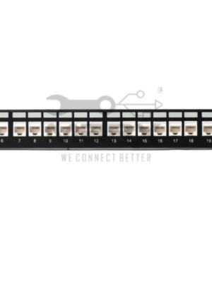 Untitled-design-4-1.png 24Port Cat - 5e Loaded Patch Panel - 180° with Cable Manager